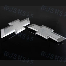Silver Front & Tailgate Bowtie Emblem set For 2016-2019 GM Chevy Silverado 1500