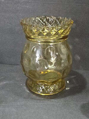 Antique Central Glass Rope & Thumbprint Cobalt Amber Celery Vase Jar c1885