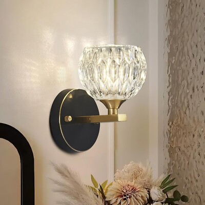 PXFLCRY Vintage Wandleuchte Schwarz Modern Wandleuchter Leuchte Wasser Struktur Glas W