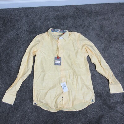 Robert Graham Dress Shirt Kids Extra Large 18-20 Yellow Checkered New