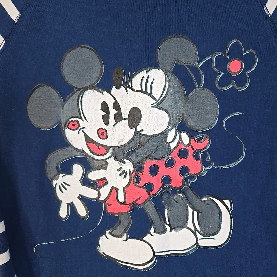 Disney Parks Hoodie Women Large Blue Striped Mickey Minnie In Love Pullover  - Изображение 4 из 4