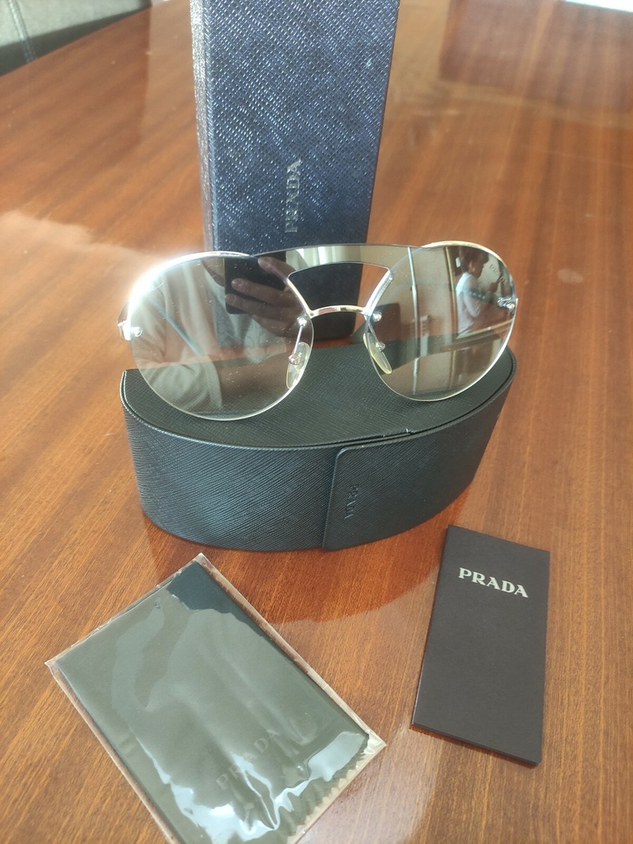 Prada SPR 65T Round Gray Mirrored Women Sunglasses | eBay
