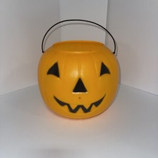 Vtg Norfolk Halloween Pumpkin Blow Mold Pail Bucket Trick-or-treat Made In USA