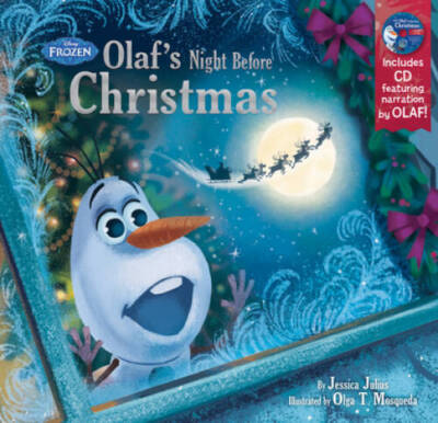 Frozen Olaf's Night Before Christmas Book & CD - Hardcover - VERY GOOD