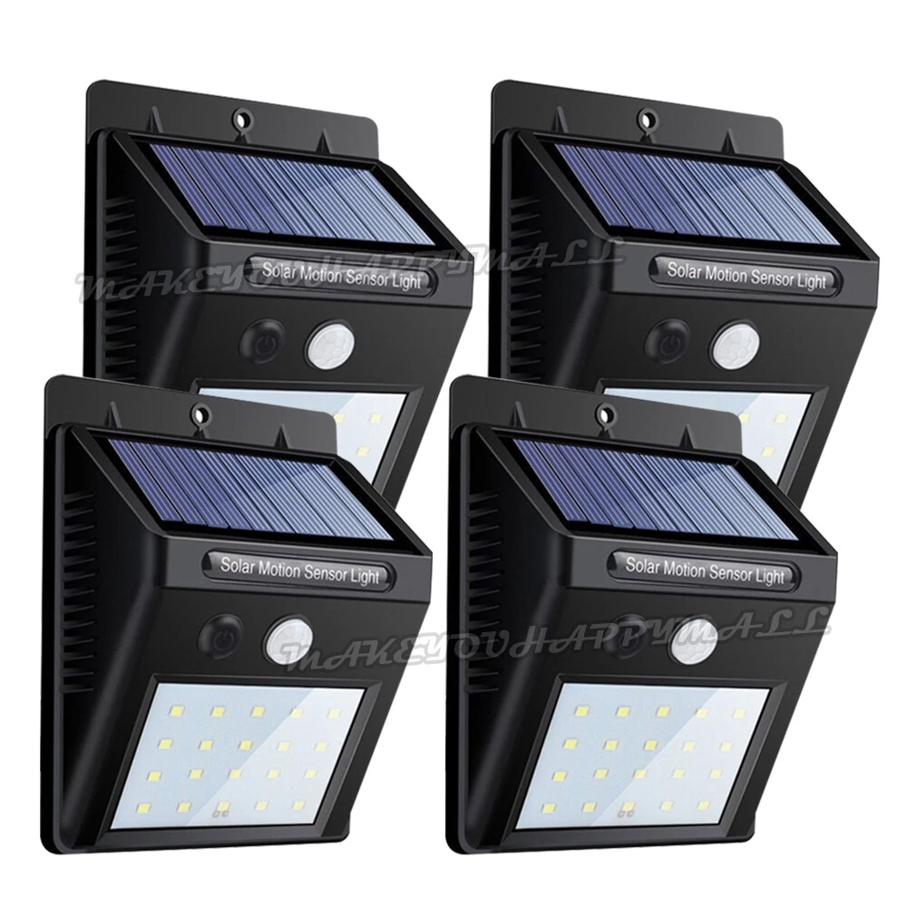 4PCS 20 LED Solar Powered PIR Motion Sensor Light Garden Outdoor Security Lights - Picture 2 of 10