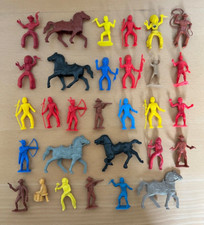 Vintage Lot Mostly MPC Various Western Mini Figures Cowboys Indians Horses etc.