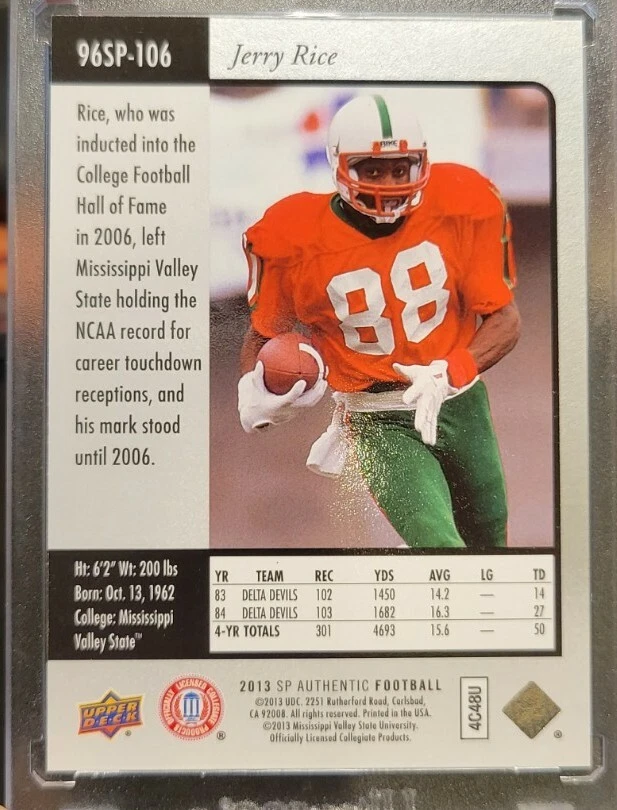 2013 SP Authentic Jerry Rice 1996 SP Design Insert #106 - Image 3 of 3