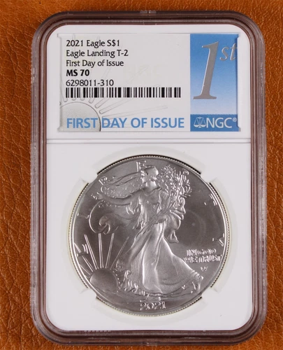 2021 Silver American Eagle $1 Coin 1oz Fine Silver MS70 1st Day Issue NGC Graded