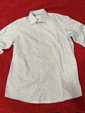 Eton Contemporary Casual Blue Long Sleeve Button Down 43 17 Pattern Dress Shirt