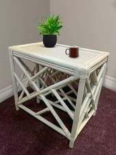 Chippendale Rattan Stacking Table, Handwoven Wicker Table for Living Area