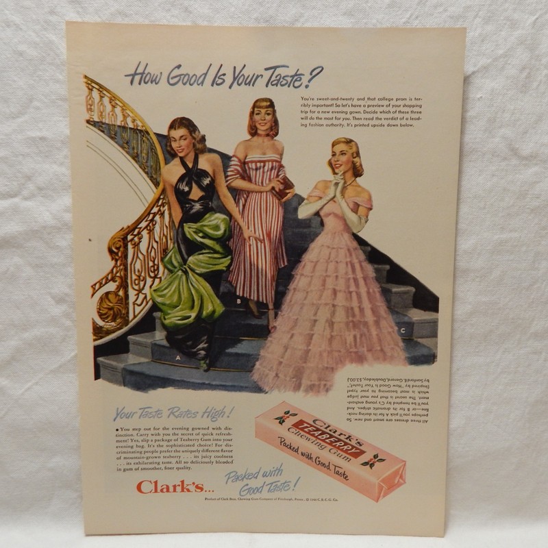 Clark's Gum 1943 & 1948 Original Advertisements Lot of 3