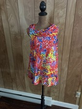 Tango Mango Women’s Bright Floral Print Red Tunic Top Size Small Sleeveless