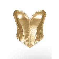 NWOT Gold Metallic Strapless Corset Top M I99