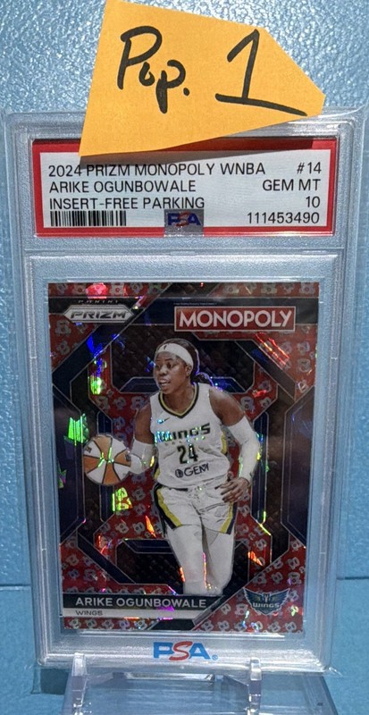 Arike Ogunbowale Pop 1 Panini 2024 Prizm Monopoly WNBA Free Parking #14 PSA 10