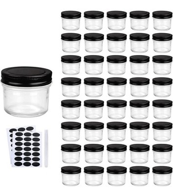 4OZ Glass Jars With Lids Small Mason Jars Mini Canning With Black Lids Set of 40