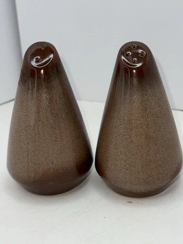 Frankoma Pottery 6H Westwind Prairie Brown Cone Salt & Pepper Shaker Set MCM