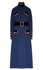 GUCCI AW19 Alessandro Michele Runway Military Blue Wool Maxi Dress w/ Belt IT46