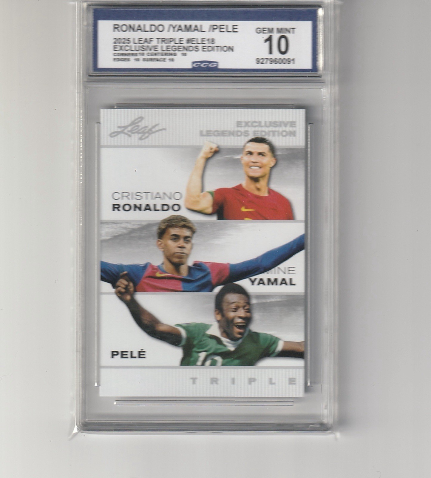 2025 Leaf Triple Exclusive Legends Edition #ELE18 Ronaldo Yamal Pele CCG 10
