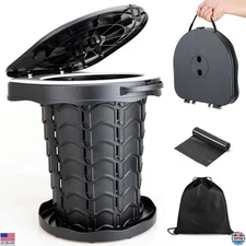 Portable Camping Toilet, Foldable & Height Adjustable, 400lbs Capacity, Travel