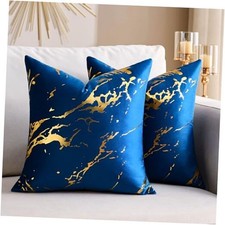 Velvet Throw Pillow Covers 18 x 18 Set of 2 18" x 18" Pack of 2 Navy Blue