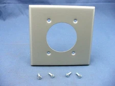 Leviton Gray Steel 2.15" Receptacle 2G Wallplate Outlet Cover Dryer Range 4934