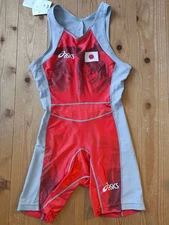 ASICS Japan Wrestling Singlet Athens Olympic Red Size XL Japan New