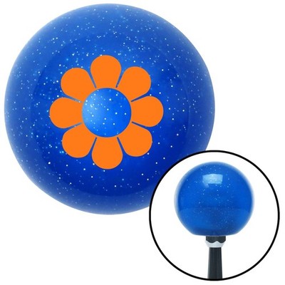 Orange Flower Power Blue Metal Flake Shift Knob w/ M16x1.5 Insert Shifter Auto