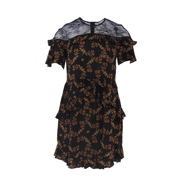 Sandro Paris Kleid Schwarz Spitze Viskose Gr. 34 Xs Damen Minikleid R20482E-image