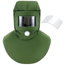 Sand Blasting Hood with 1 PC Lens Canvas Shawl Cap for Polishing Painting Dus...