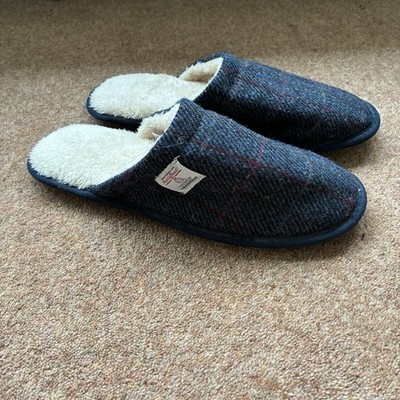 Totes Harris Tweed Hausschuhe Herren UK10-11 blau