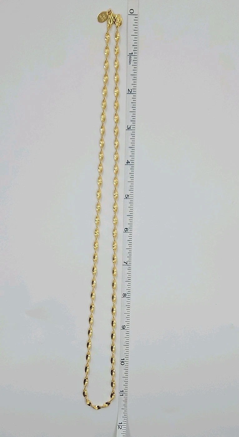 Bellezza Gold Vermeil 925 Silver Twisted Rope Chain Necklace Made in Italy - product detail image 8