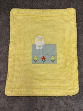 HANDMADE Quilt LAP BLANKET BABY BED CRIB YELLOW HUMPTY DUMPTY  VINTAGE