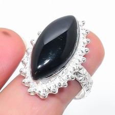 Black Onyx Gemstone Handmade 925 Sterling Silver Jewelry Ring Size 8 US 