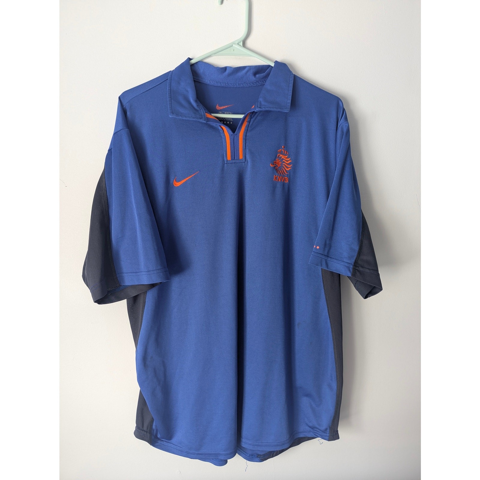 Netherlands 2000 Away Vintage Nike Jersey Large Blue Euro Soccer Shirt