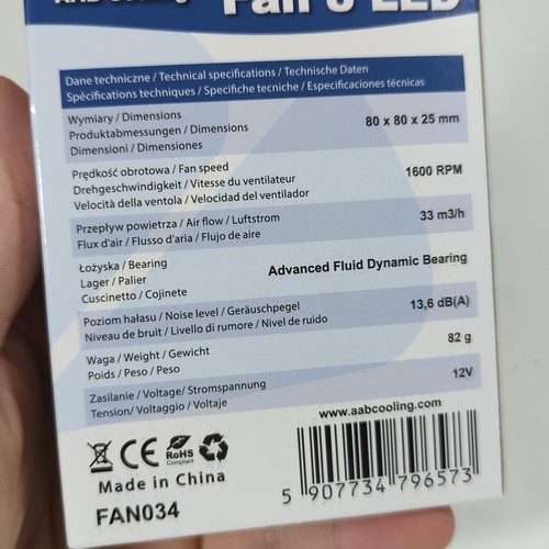 AAB Cooling Super Cichy wentylator 6 i 8 LED 60mm 80mm Wentylatory obudowy 12V w pudełku Q3 - Zdjęcie 3 z 4