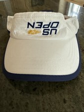 US OPEN TENNIS WHITE WITH NAVY TRIM VISOR BY WILSON- LOGO UPSIDE DOWN IN ERROR