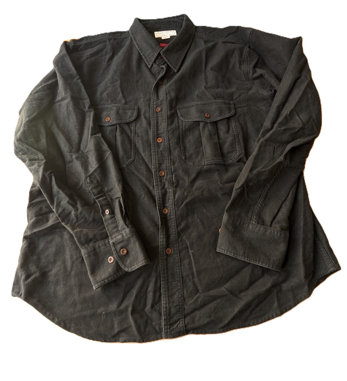 FILSON Flannel Overshirt Button Front Black  Cotton XXL RRP180