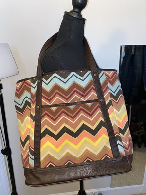 Missoni For Target Travel Tote Bag Womens 14x15 Multi Color Chevron Zig Zag