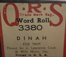 QRS Player Piano Word Roll 3380 Dinah Fox Trot 