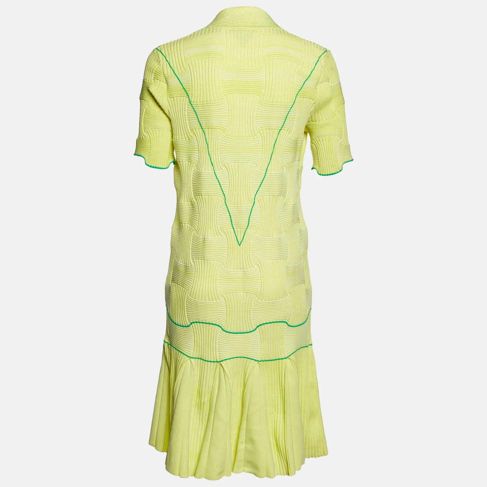 Abito midi Bottega Veneta giallo in maglia intreccio XL