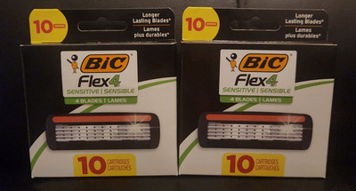 BIC - Flex 4 - Refillable Razor Cartridges - Pack Of 10 - Lot Of 2 Boxes