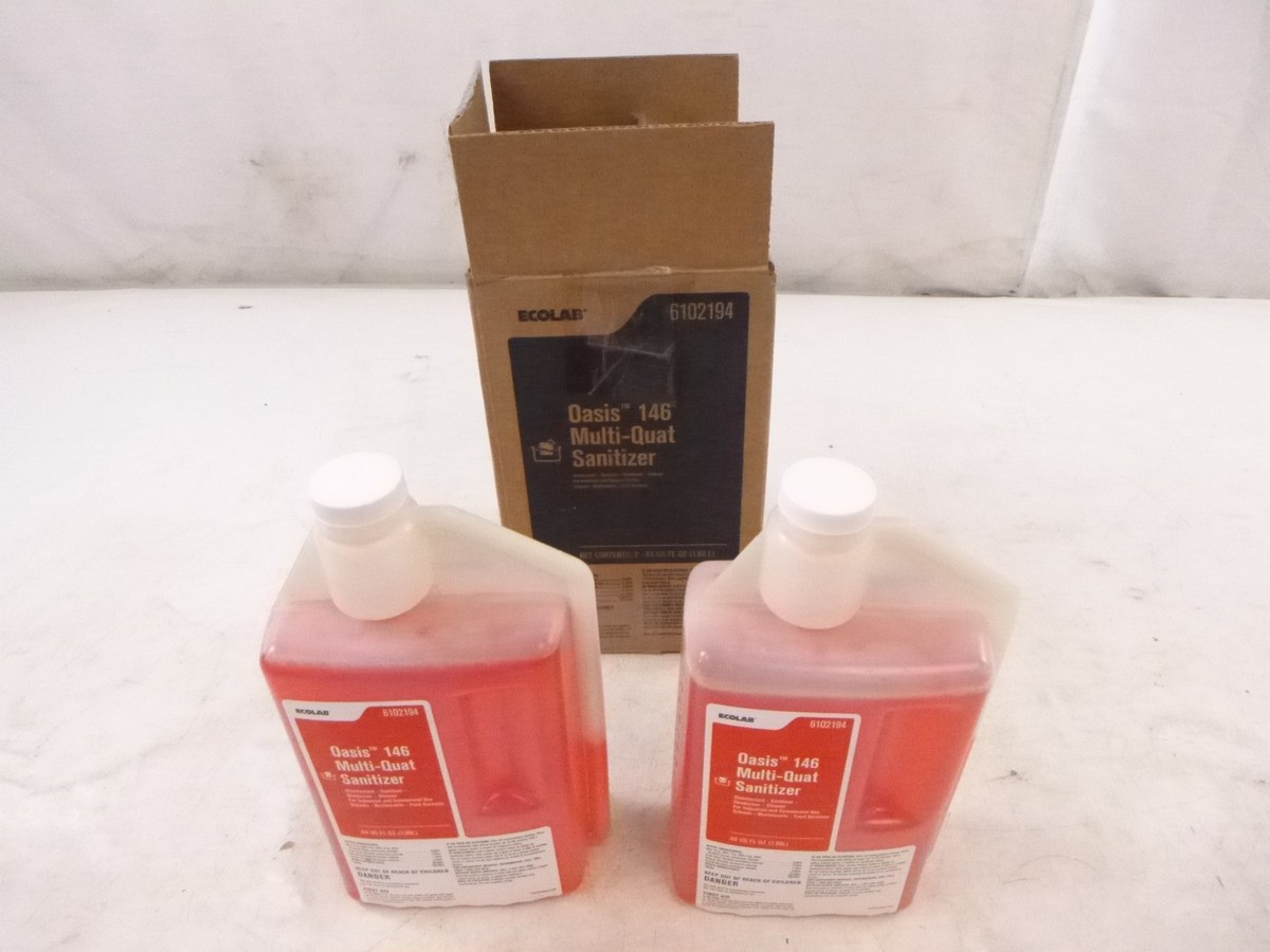2 Pack Ecolab Oasis 146 Multi-Quat Sanitizer 6102194 64oz Bottles