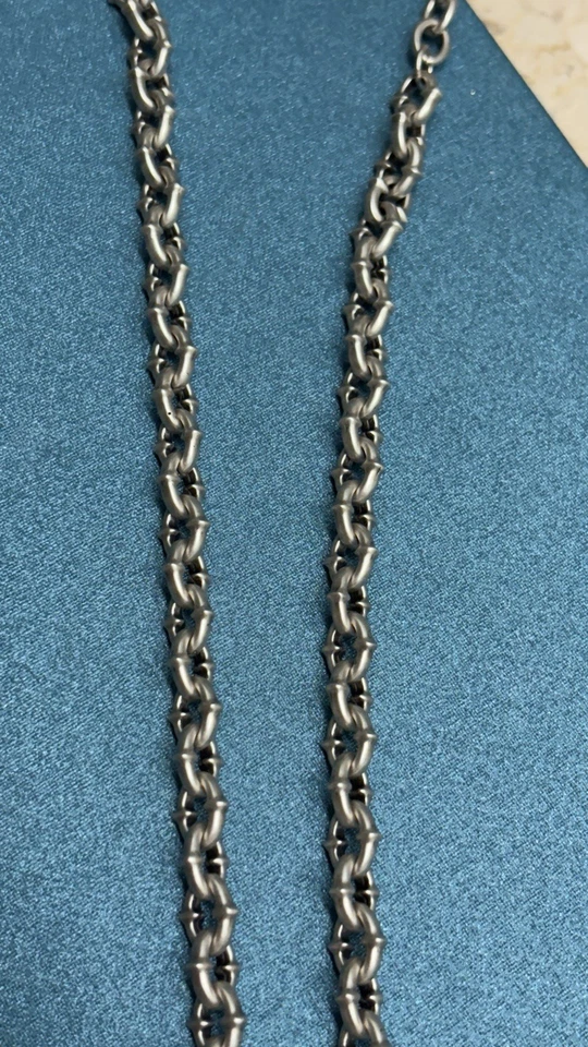 "Collar de cadena de plata maciza con espiga de cable 925 de 9 mm 18"" + extensión de 4"" 64 g" Foto 3 de 4