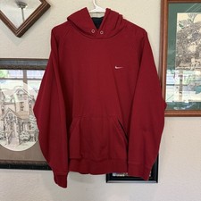 Vintage 90s/00s RARE Nike Embroidered Swoosh Pullover Red Hoodie Size Mens Large