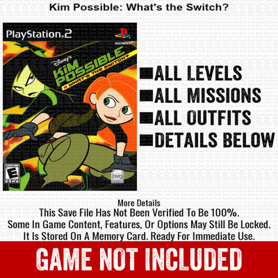 Kim Possible What s the Switch 100% PS2 Memory Card All CHEATS ITEMS