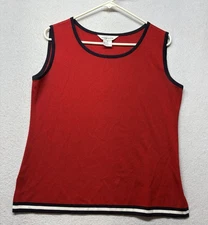 Exclusively Misook Woman’s Sleeveless Shell Tank Knit Scoop Neck Red Size Medium