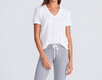Monrow Relaxed V Neck Tee White