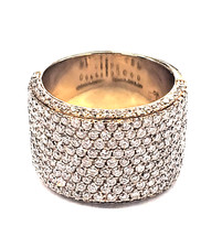 18K diamond 18K Yellow Gold Wide Band Diamond Ring with Bezel-Set Center Stone — listing 2