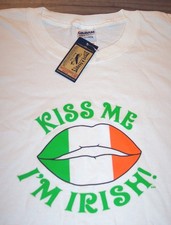 VINTAGE IRISH KISS ME I'M IRISH! T-shirt MENS LARGE NEW w/ TAG St. Patrick's Day