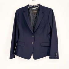 Banana Republic Blazer Women 14P Navy Blue Two Button Tailored Professional
